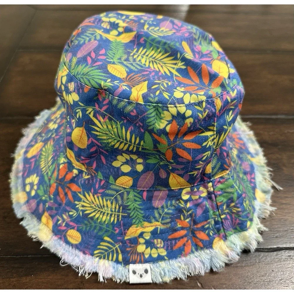 Little Brownie Girl Scouts Bucket Hat Reversible Floral Tan Climb Courage NWOT
